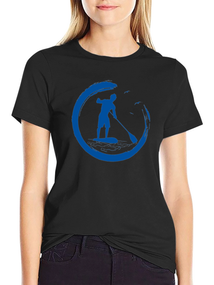 Mens Black T-Shirt with Paddle Board Design