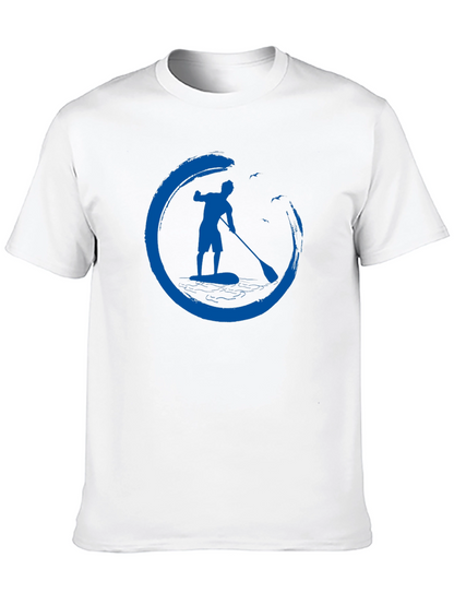 Mens Black T-Shirt with Paddle Board Design