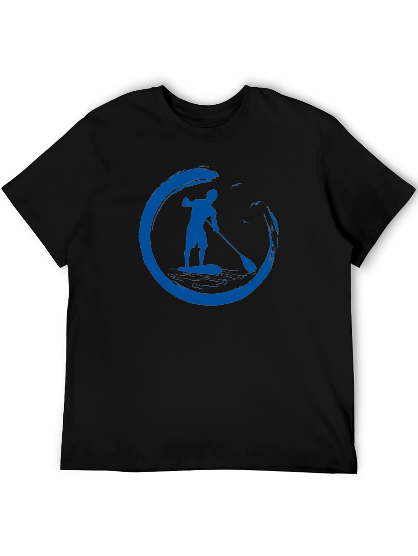 Mens Black T-Shirt with Paddle Board Design