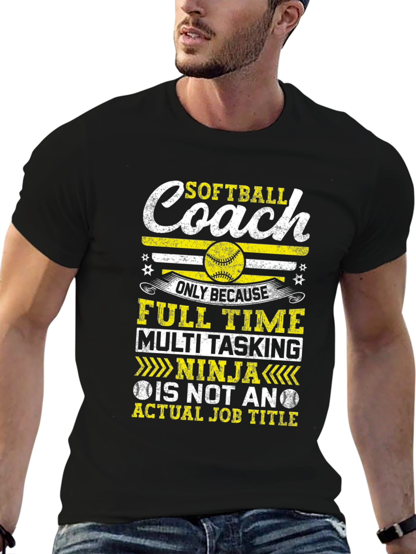 Softball Coach T-Shirt - Full Time Multi Tasking Ninja