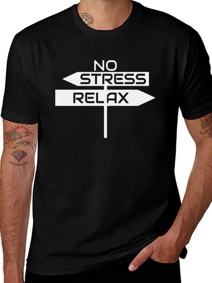 No Stress Relax T-Shirt - Black Cotton Tee
