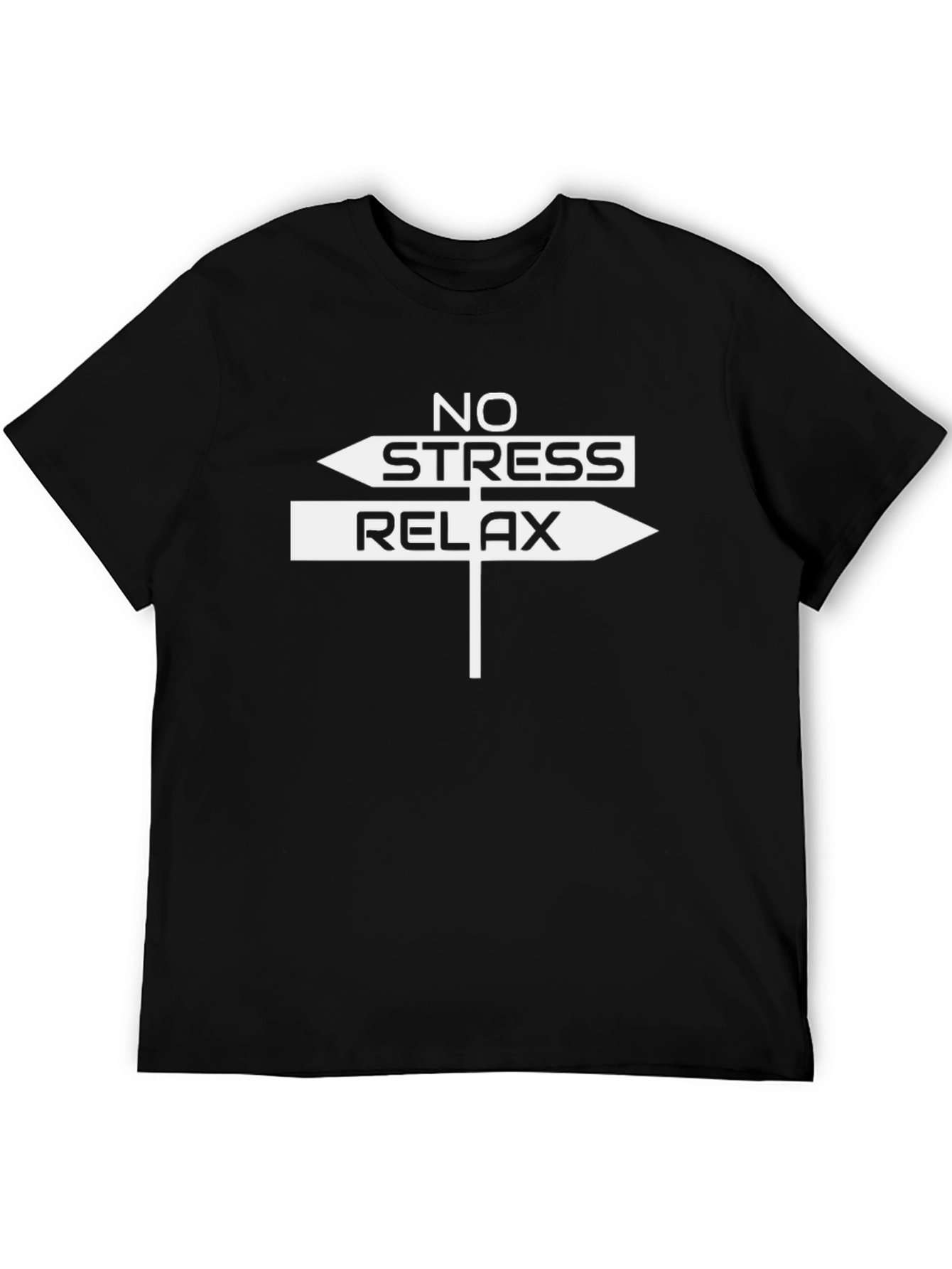No Stress Relax T-Shirt - Black Cotton Tee