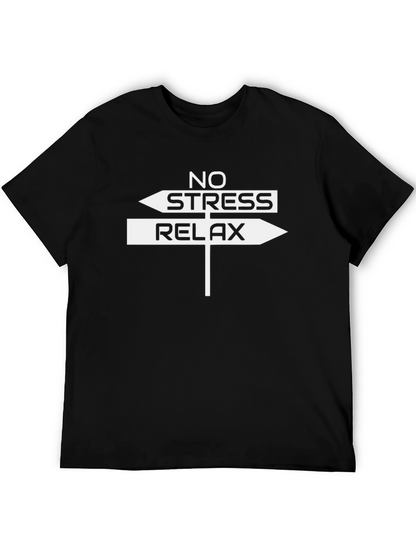 No Stress Relax T-Shirt - Black Cotton Tee