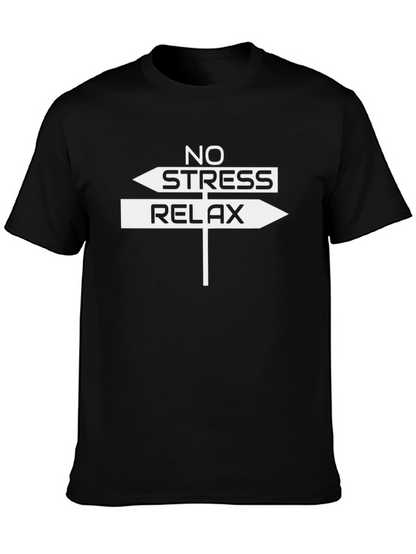 No Stress Relax T-Shirt - Black Cotton Tee