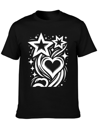 Stars & Heart Graphic Black T-Shirt
