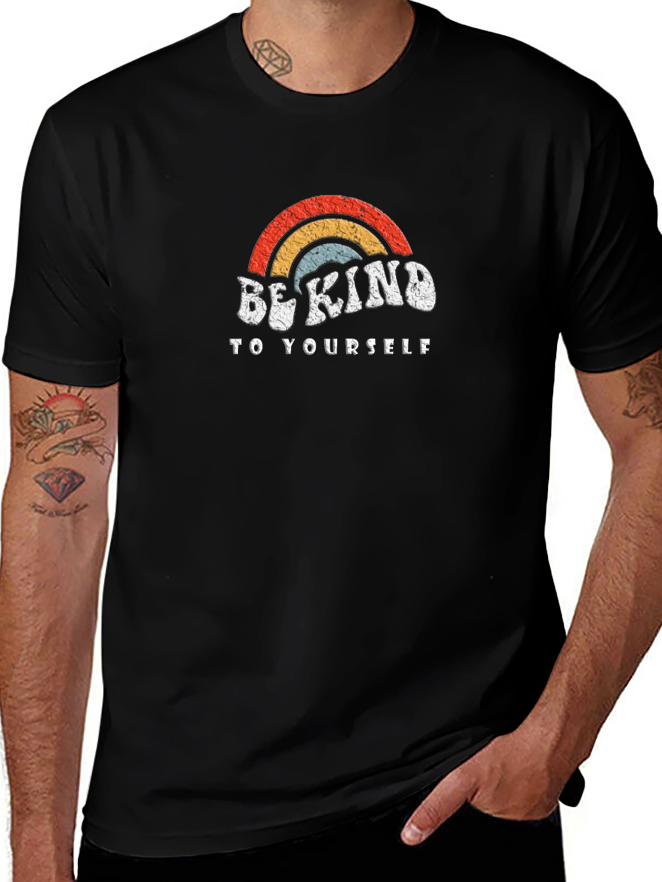 Be Kind T-Shirt - Retro Rainbow Design