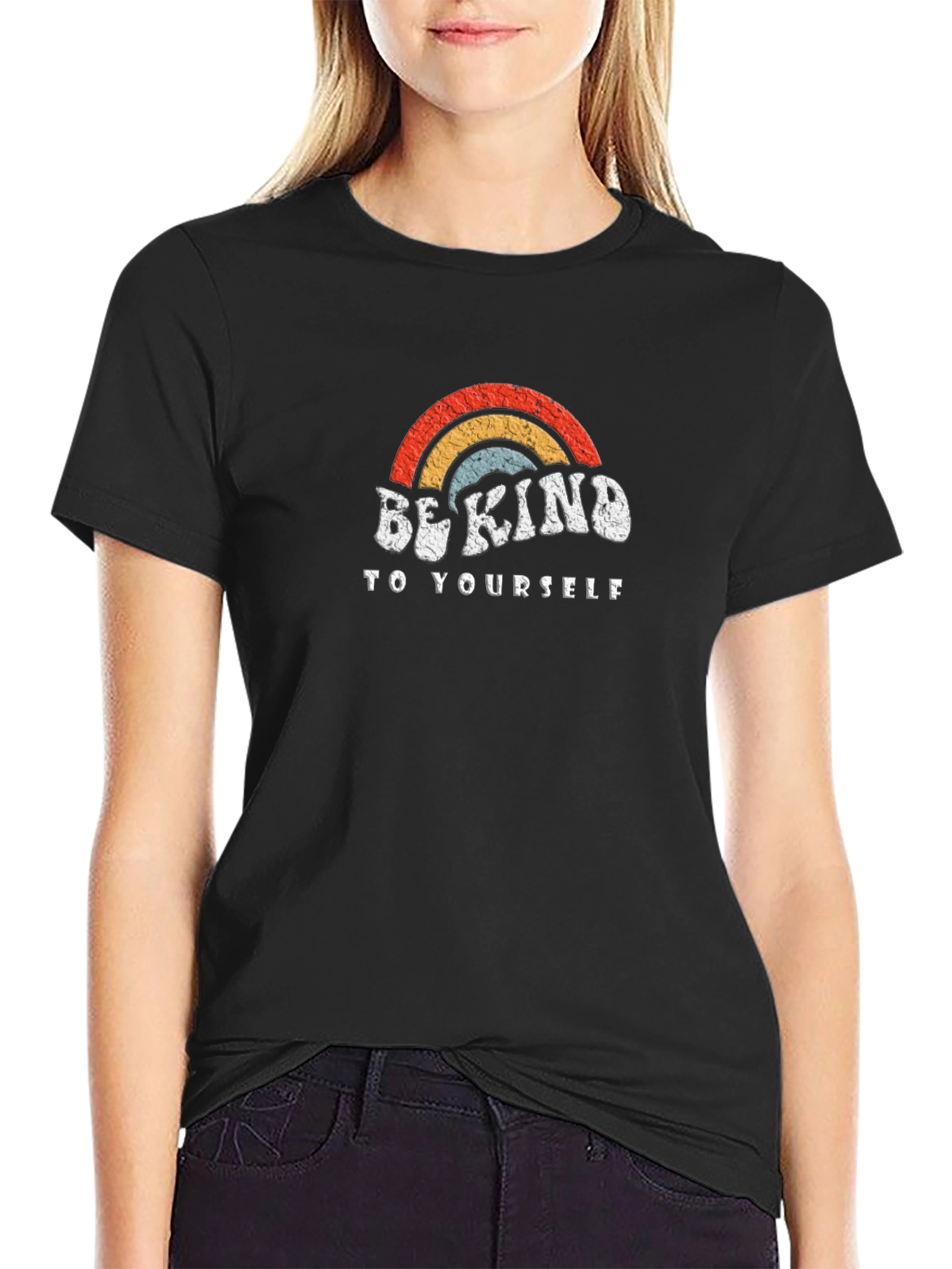 Be Kind T-Shirt - Retro Rainbow Design