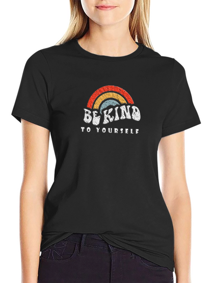 Be Kind T-Shirt - Retro Rainbow Design