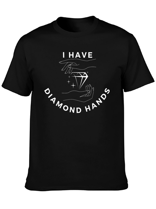 Diamond Hands Graphic Tee - Black Cotton T-Shirt