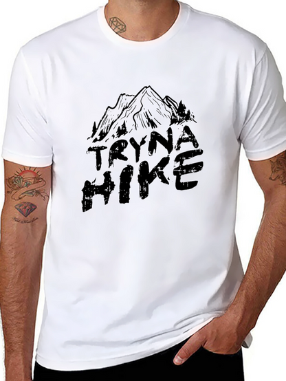 Tryna Hike Black Graphic T-Shirt