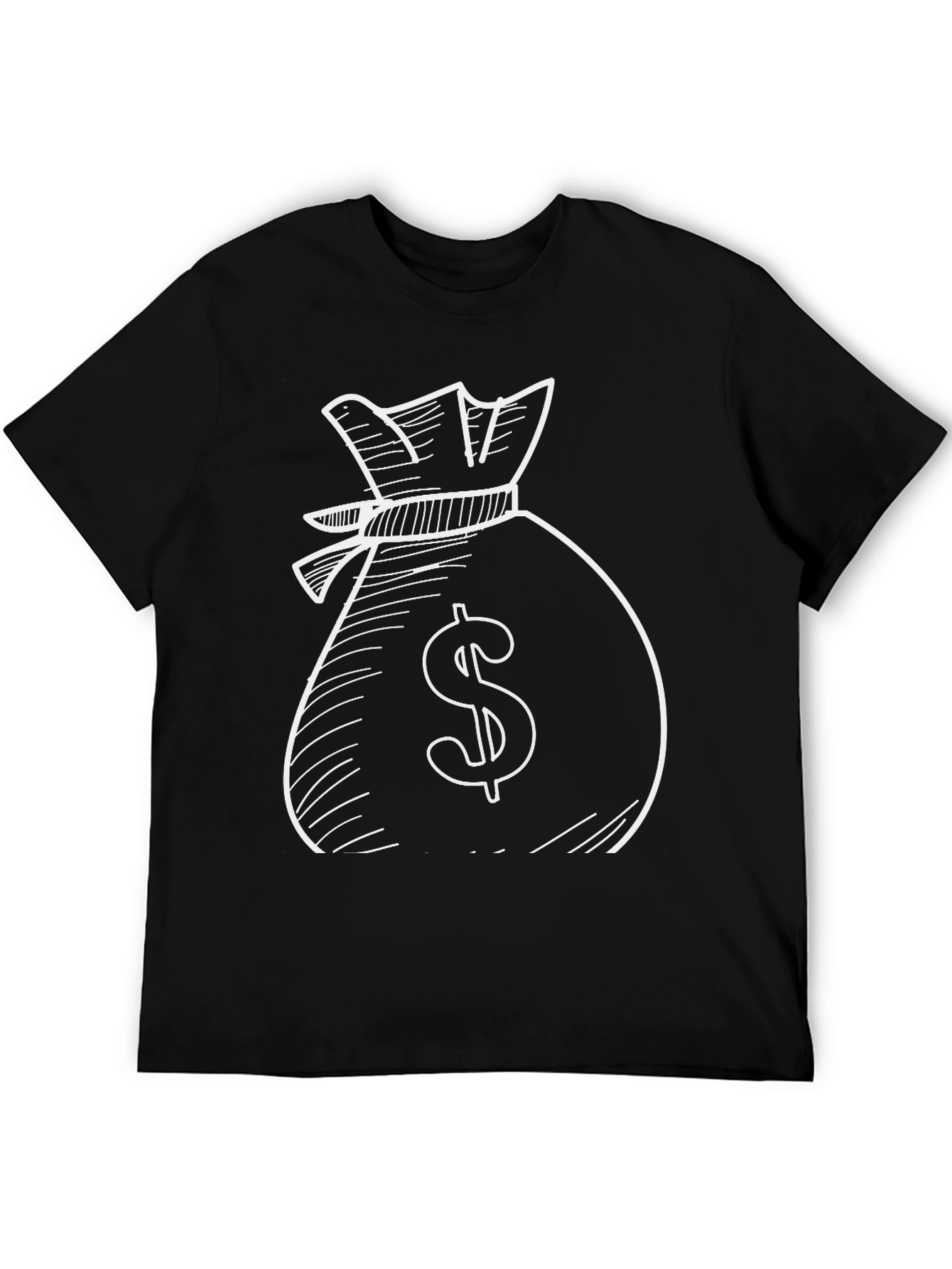Money Bag Graphic Tee - Black Cotton T-Shirt