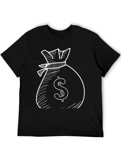 Money Bag Graphic Tee - Black Cotton T-Shirt