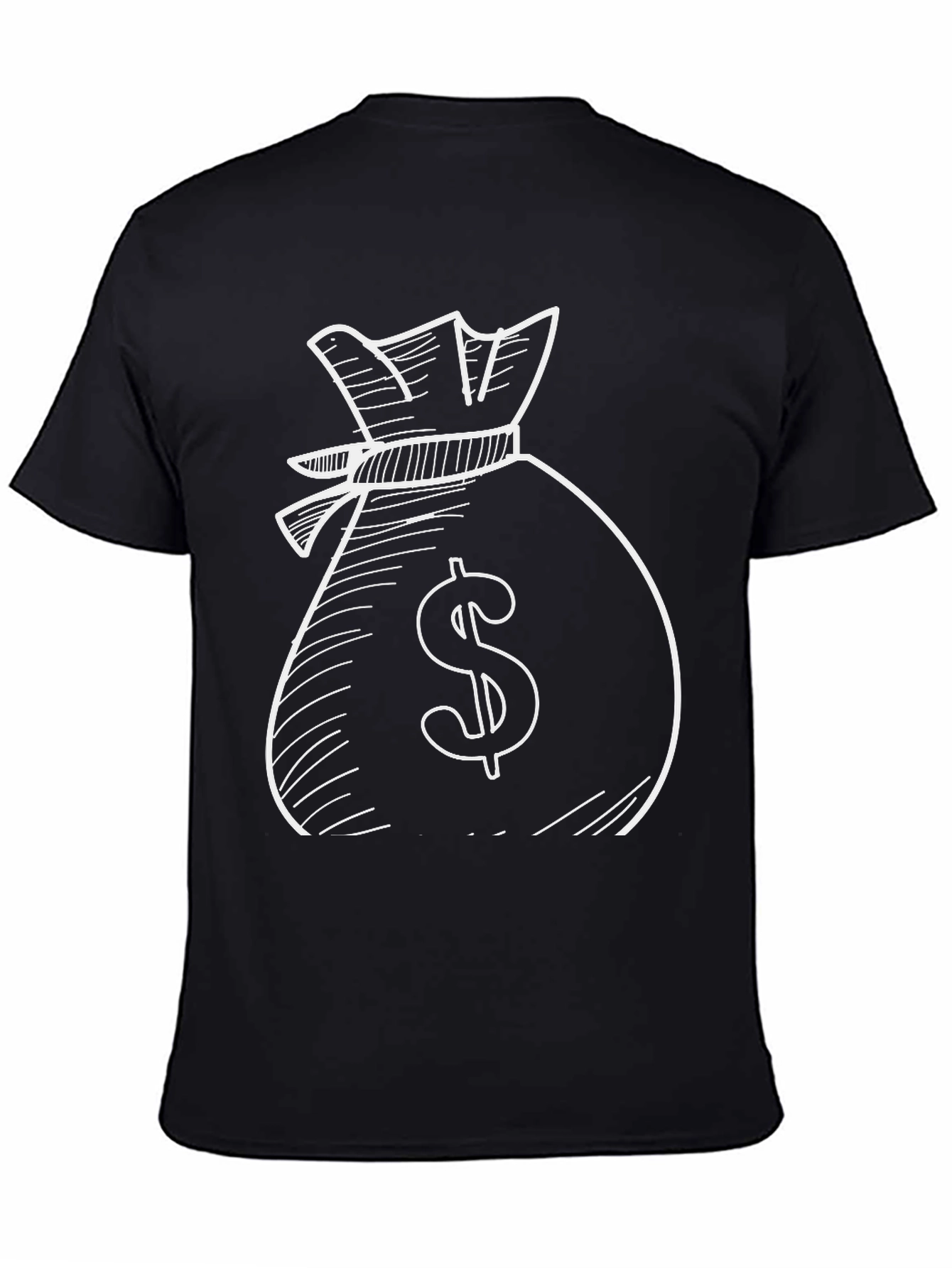 Money Bag Graphic Tee - Black Cotton T-Shirt
