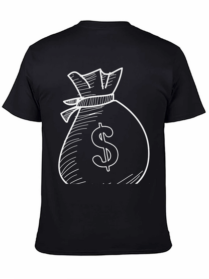 Money Bag Graphic Tee - Black Cotton T-Shirt