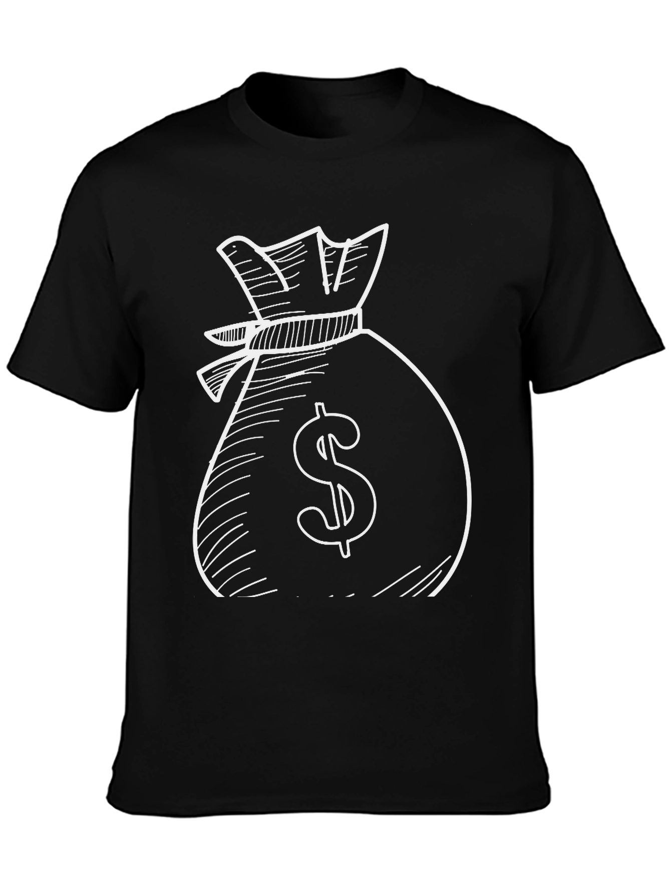 Money Bag Graphic Tee - Black Cotton T-Shirt