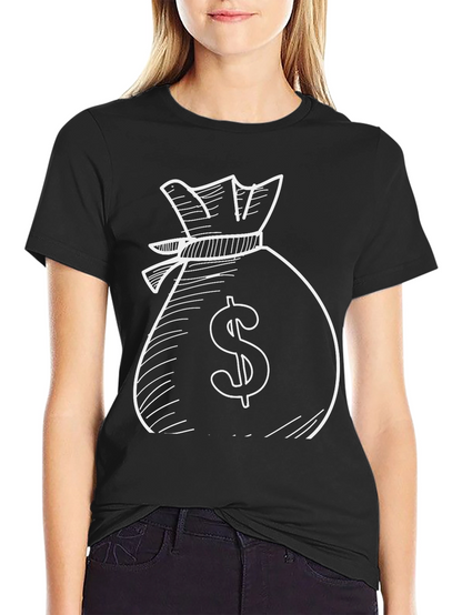 Money Bag Graphic Tee - Black Cotton T-Shirt