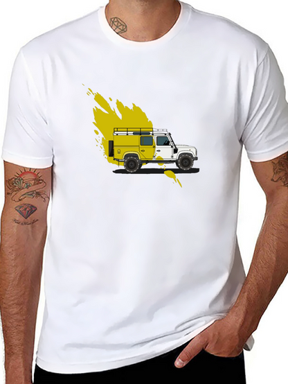 Yellow Land Rover Graphic Tee - Black Cotton Blend