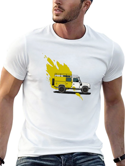 Yellow Land Rover Graphic Tee - Black Cotton Blend