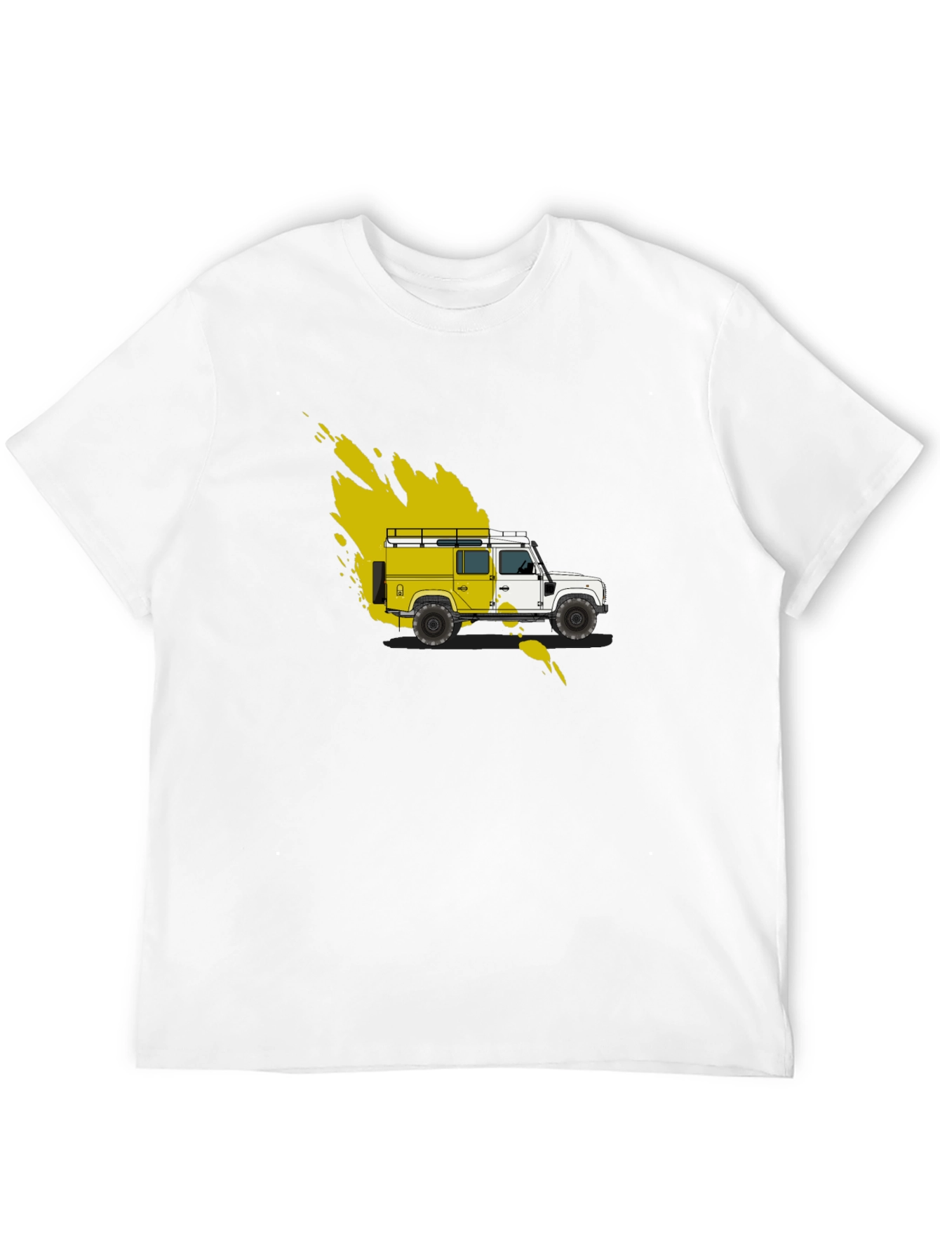 Yellow Land Rover Graphic Tee - Black Cotton Blend