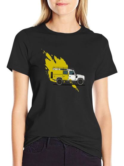 Yellow Land Rover Graphic Tee - Black Cotton Blend