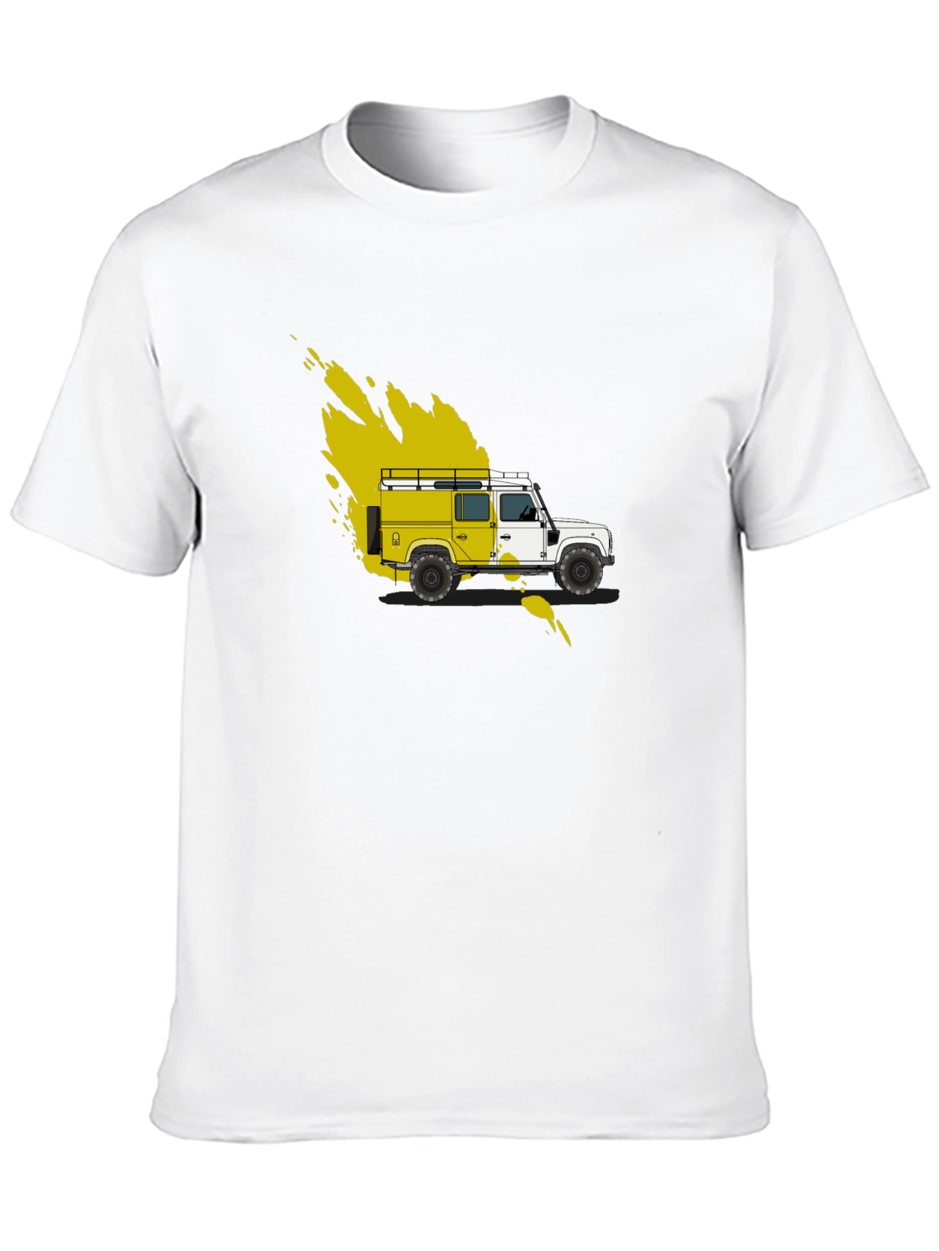 Yellow Land Rover Graphic Tee - Black Cotton Blend