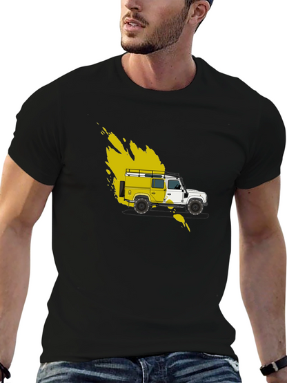 Yellow Land Rover Graphic Tee - Black Cotton Blend