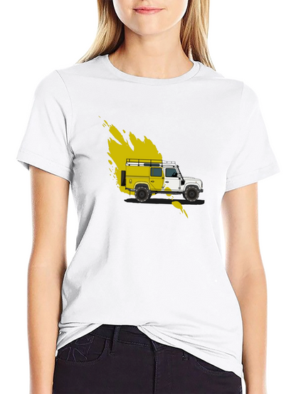Yellow Land Rover Graphic Tee - Black Cotton Blend
