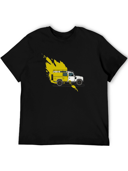 Yellow Land Rover Graphic Tee - Black Cotton Blend