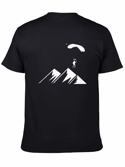 Mountain Parachute Graphic Tee - Black Cotton T-Shirt