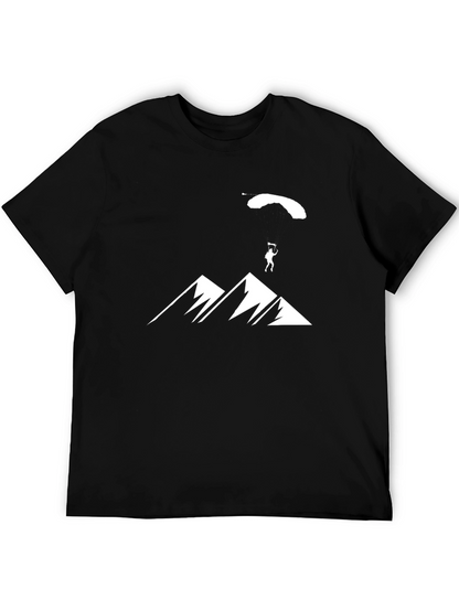 Mountain Parachute Graphic Tee - Black Cotton T-Shirt