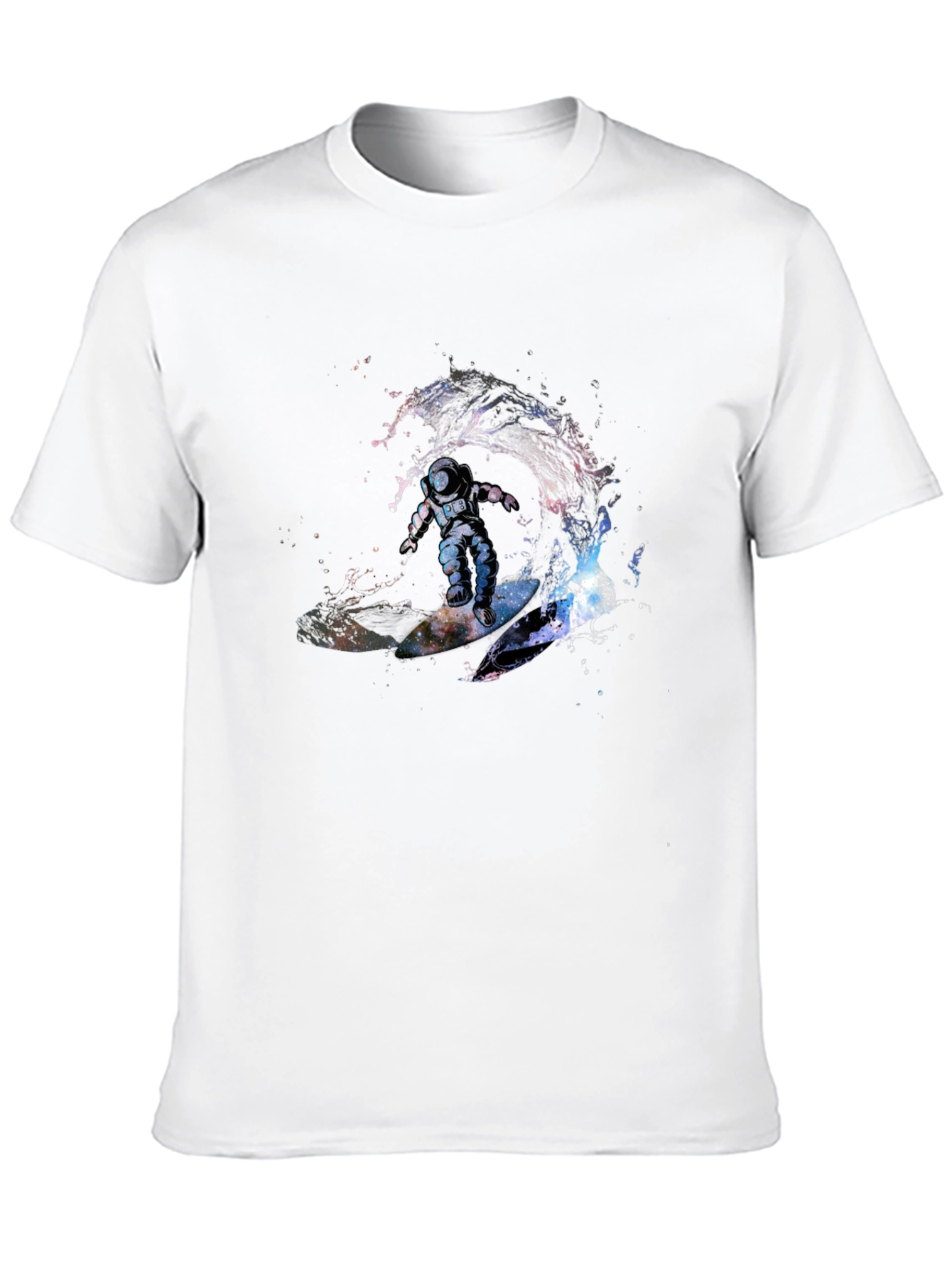 Astronaut Surfing Wave T-Shirt - Outer Space Design