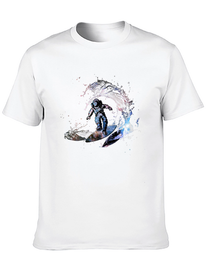 Astronaut Surfing Wave T-Shirt - Outer Space Design