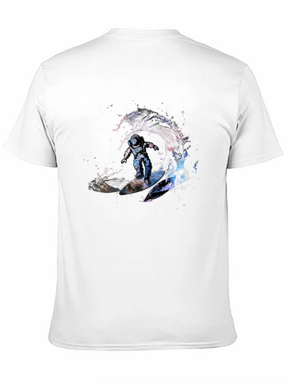 Astronaut Surfing Wave T-Shirt - Outer Space Design