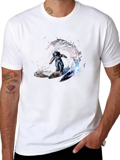 Astronaut Surfing Wave T-Shirt - Outer Space Design