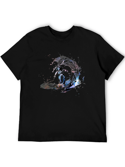 Astronaut Surfing Wave T-Shirt - Outer Space Design