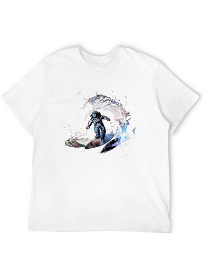 Astronaut Surfing Wave T-Shirt - Outer Space Design