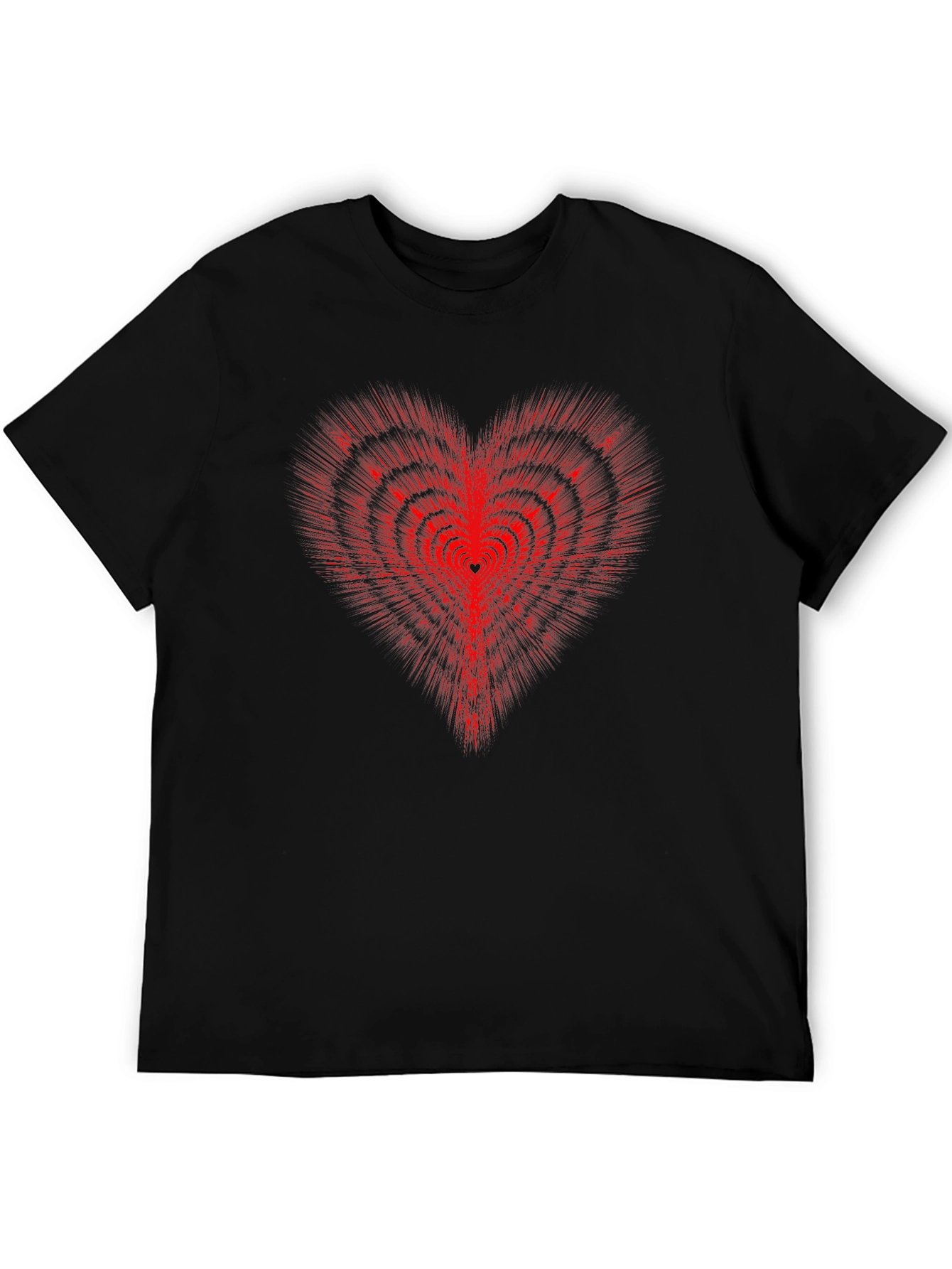 Red Heart Illusion Graphic Tee - Modern Style