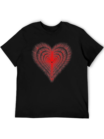 Red Heart Illusion Graphic Tee - Modern Style