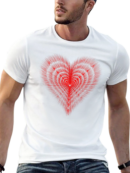 Red Heart Illusion Graphic Tee - Modern Style
