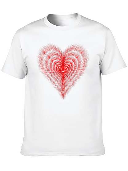 Red Heart Illusion Graphic Tee - Modern Style