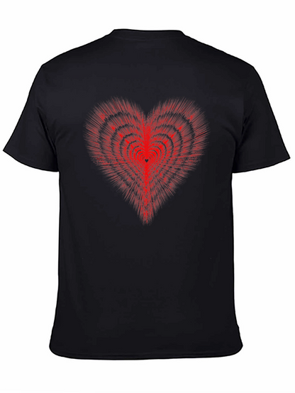 Red Heart Illusion Graphic Tee - Modern Style