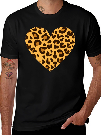 Leopard Heart Black T-Shirt