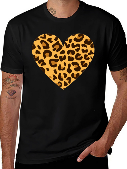 Leopard Heart Black T-Shirt