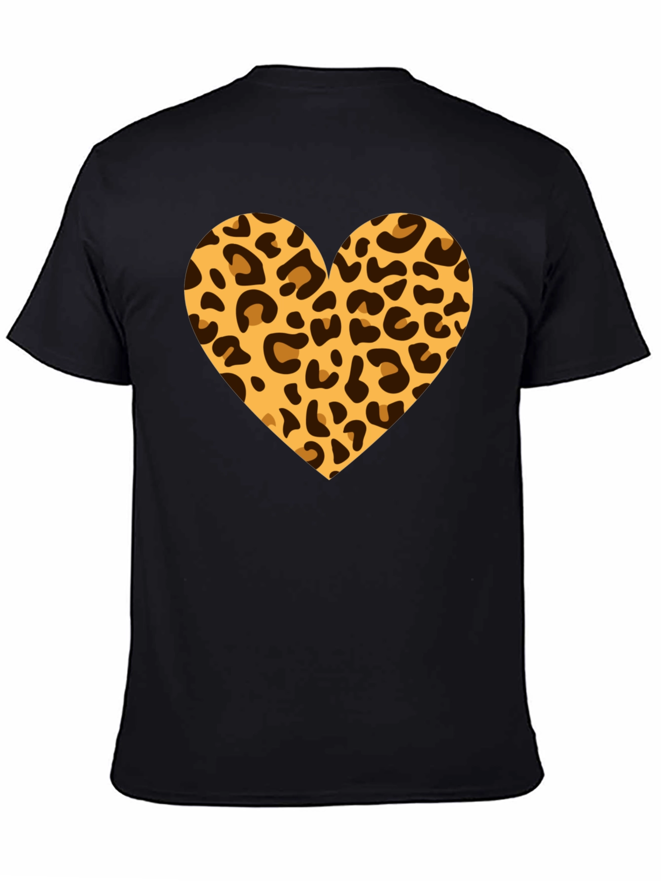 Leopard Heart Black T-Shirt