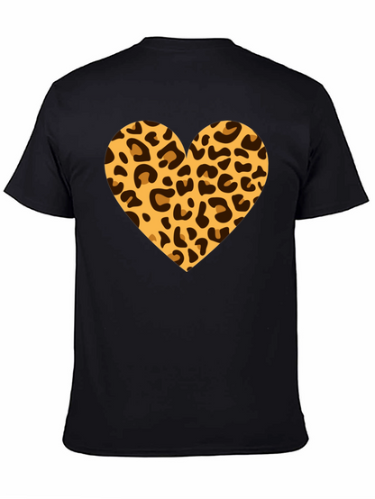 Leopard Heart Black T-Shirt