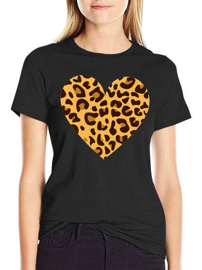 Leopard Heart Black T-Shirt