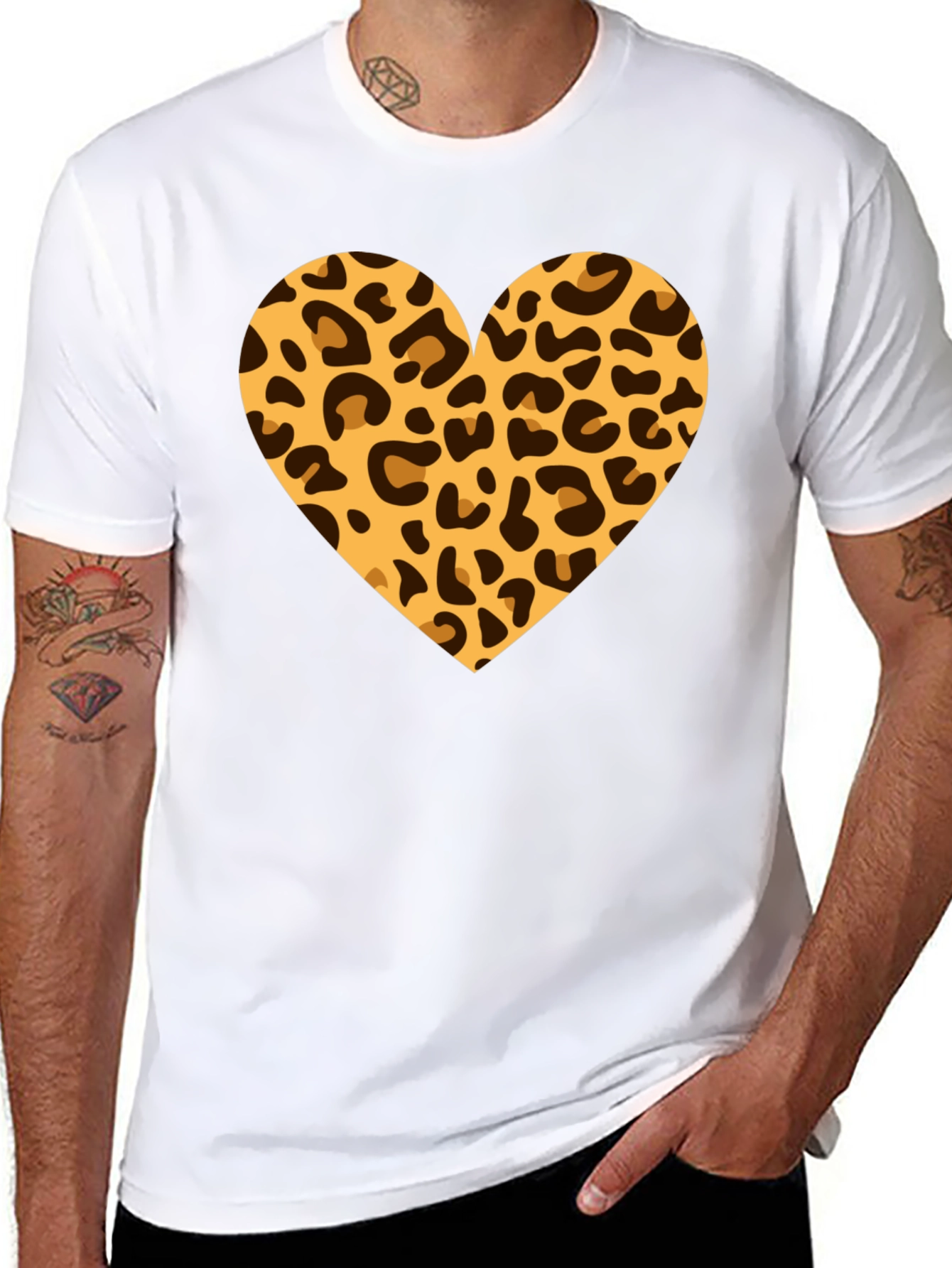 Leopard Heart Black T-Shirt