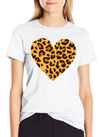 Leopard Heart Black T-Shirt
