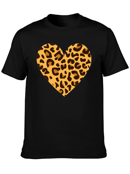 Leopard Heart Black T-Shirt