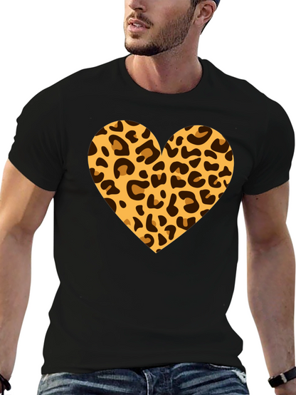 Leopard Heart Black T-Shirt